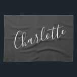 Minimalistischer Personalisierter Skriptname | SCH Geschirrtuch<br><div class="desc">Minimalistische Script Typografie Name in Black and White Kittuch</div>