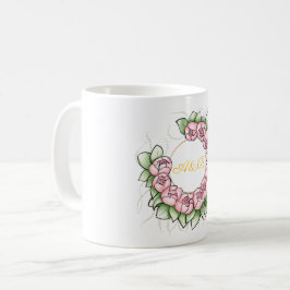 Minimalistischer Pfingstrosen-Kranz Hochzeitsbeche Kaffeetasse
