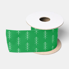 Minimalistischer Pine Tree Green Holiday Ribbon Satinband