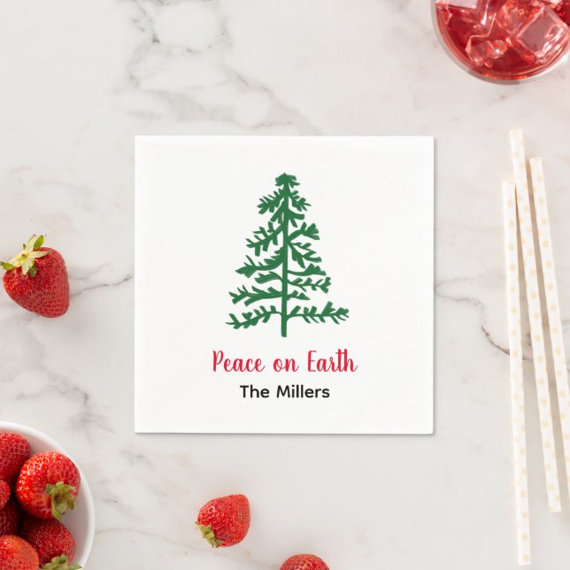 Minimalistischer Pine Tree Weltfrieden Serviette (Beispiel)