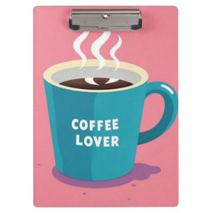 Minimalistischer Pink Blue Kaffeetasse Liebhaber Klemmbrett