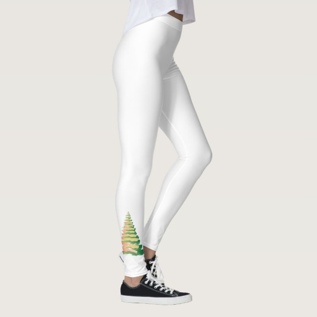 Minimalistischer Pinselstrich-Christbaum Leggings (Rechts)