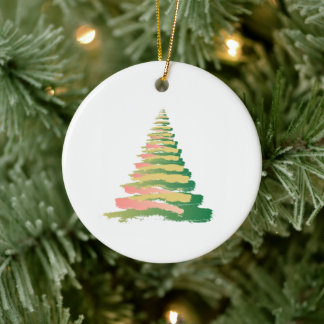 Minimalistischer Pinselstrich-Weihnachtsbaum Keramik Ornament