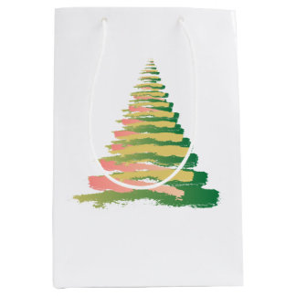 Minimalistischer Pinselstrich-Weihnachtsbaum Mittlere Geschenktüte