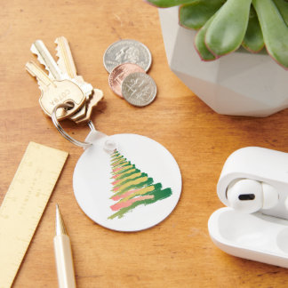 Minimalistischer Pinselstrich-Weihnachtsbaum Schlüsselanhänger