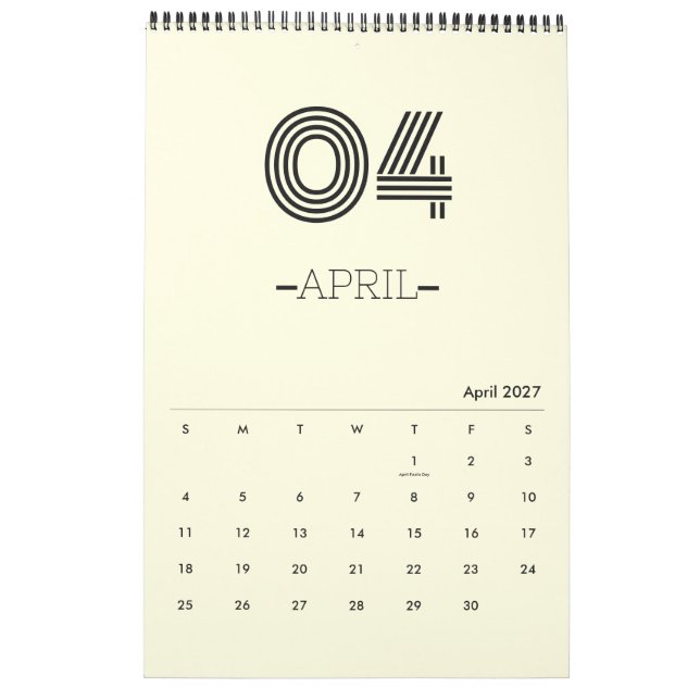 Minimalistischer Planungskalender Kalender (Apr 2027)