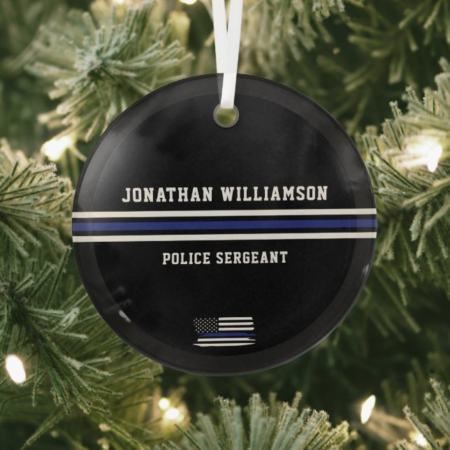 Minimalistischer Polizeibeamter für Thin Blue Line Ornament Aus Glas (InSitu)