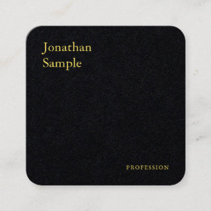 Minimalistischer Premium-Schwarz-Gold-Text Quadratische Visitenkarte