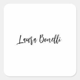 Minimalistischer professioneller handschriftlicher quadratischer aufkleber