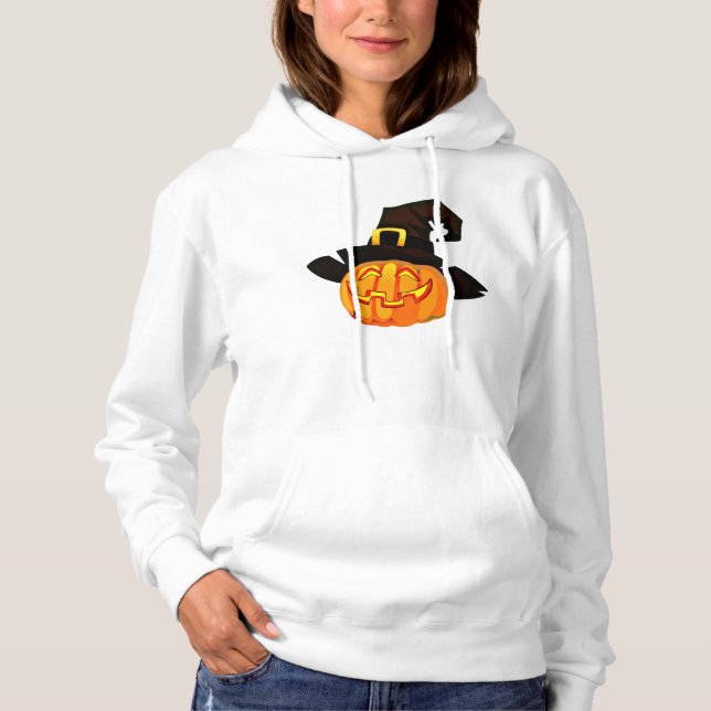 Minimalistischer Pumpkin-Hexenhut Hoodie (Vorderseite)