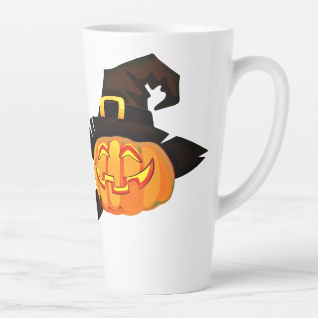 Minimalistischer Pumpkin-Hexenhut Milchtasse (Rechts)