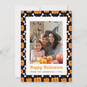 Minimalistischer Pumpkin Vintag Happy Halloween 1 Feiertagskarte