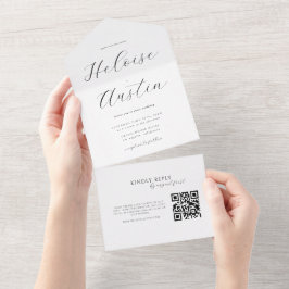 Minimalistischer QR-Code Alle in einer Aufforderun All In One Einladung