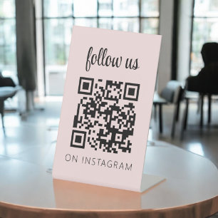 Minimalistischer QR-Code auf Instagram folgen Sockelschild