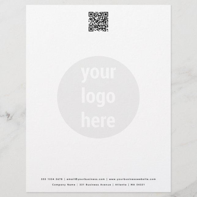 Minimalistischer QR-Code-Firmenlogo Briefbogen (Vorderseite)