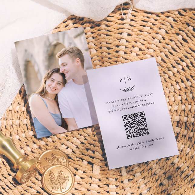 Minimalistischer QR-Code-Foto-Hochzeitsszenario Begleitkarte (Von Creator hochgeladen)
