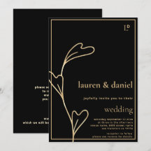 Minimalistischer QR-Code für Black and Gold Weddin