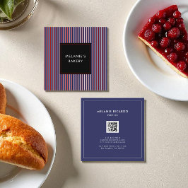 Minimalistischer QR-Code für Blaustreifen-Backbäck Quadratische Visitenkarte