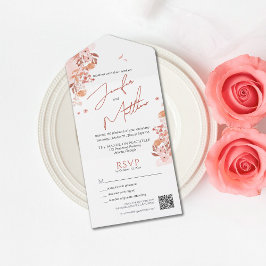 Minimalistischer QR-Code für Elegankalligrafie All In One Einladung