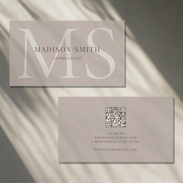 Minimalistischer QR-Code für Monogramm-Initialen B Visitenkarte (Von Creator hochgeladen)