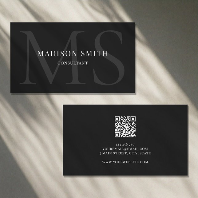 Minimalistischer QR-Code für Monogramm-Initialen B Visitenkarte (Von Creator hochgeladen)