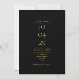 Minimalistischer QR-Code für Schwarz-Gold-Hochzeit Einladung
