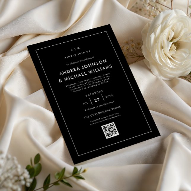Minimalistischer QR-Code-Hochzeit Einladung (Von Creator hochgeladen)