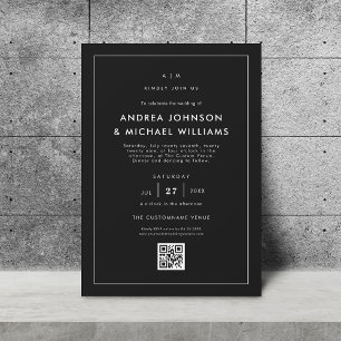 Minimalistischer QR-Code-Hochzeit Einladung