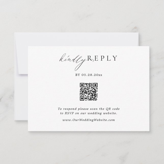 Minimalistischer QR-Code Hochzeitsrabatt RSVP Onli (Vorderseite)