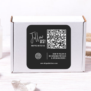 Minimalistischer QR Code Instagram Black Folgen Si Quadratischer Aufkleber