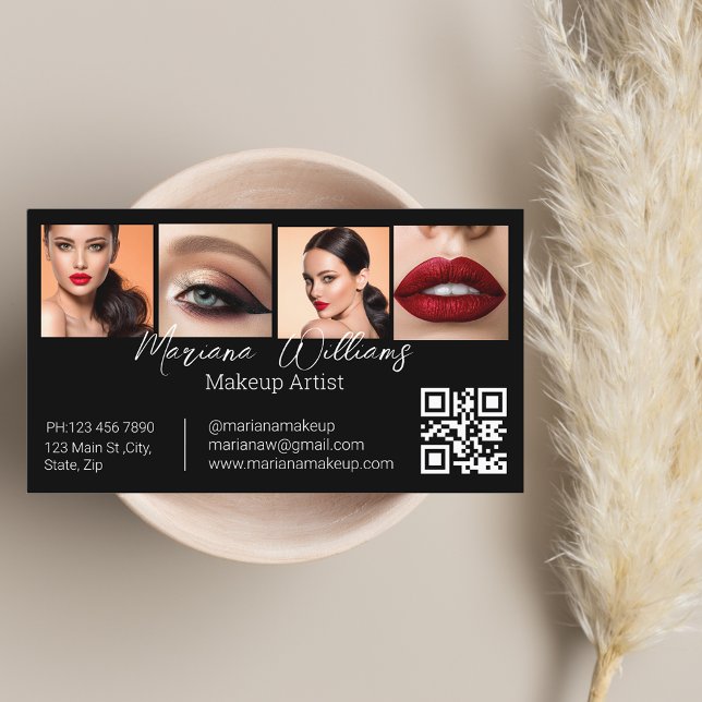 Minimalistischer qr Code Makeup Künstler 4 Fotos s Visitenkarte (Von Creator hochgeladen)