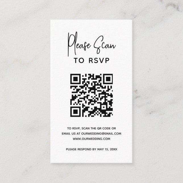Minimalistischer QR-Code Moderne Hochzeit Begleitkarte (Vorderseite)