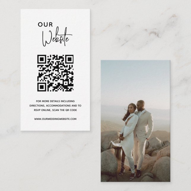 Minimalistischer QR-Code Moderne Hochzeit Begleitkarte (Vorne/Hinten)