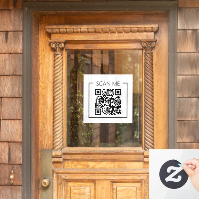 Minimalistischer QR-Code-Prüfung Fensteraufkleber (Haustür)