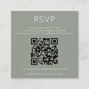 Minimalistischer QR-Code Sage Green Hochzeit RSVP Begleitkarte