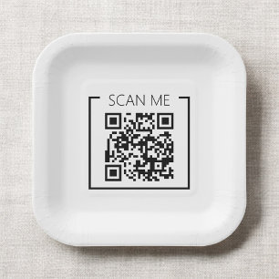 Minimalistischer QR-Code-Scan-Me-Business Pappteller