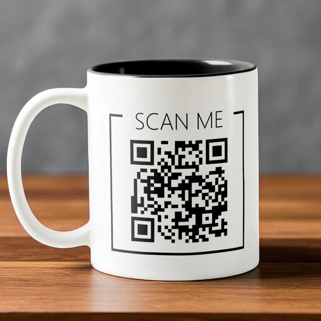 Minimalistischer QR-Code-Scan-Me-Geschäft Zweifarbige Tasse (Von Creator hochgeladen)