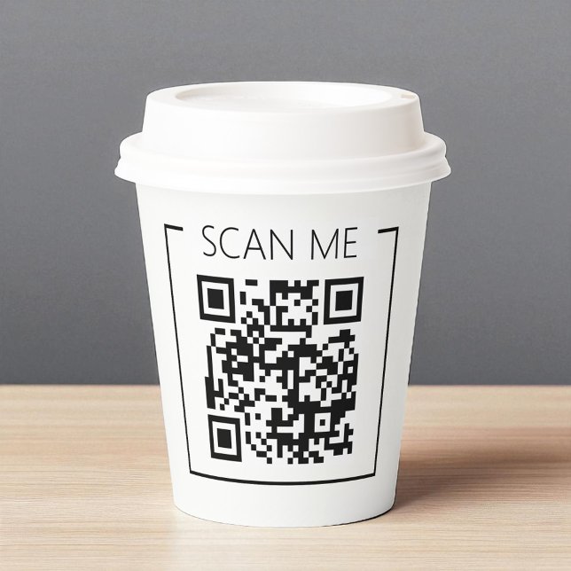 Minimalistischer QR-Code-Scan-Me-Geschäfts Pappbecher (Von Creator hochgeladen)