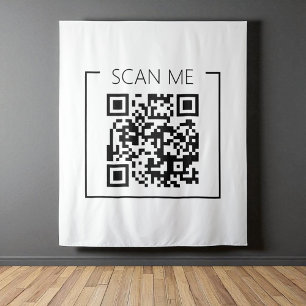 Minimalistischer QR-Code Scanne Mich Geschäft Wandteppich