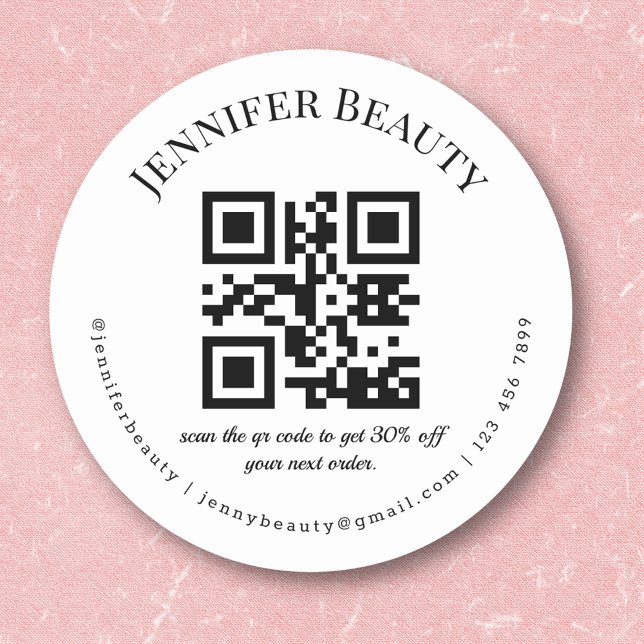 Minimalistischer qr Code Schönheitssalon für klein Runder Aufkleber (Von Creator hochgeladen)