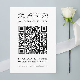 Minimalistischer QR Code Schwarz-Weiß-Einfache Hoc RSVP Karte