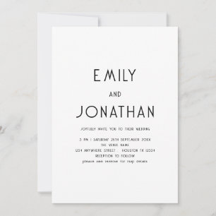 Minimalistischer QR-Code Schwarz-weiße Hochzeit Einladung