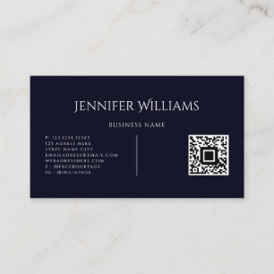 Minimalistischer QR Code Script Modern Blue Visitenkarte