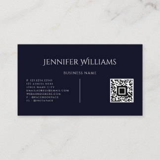 Minimalistischer QR Code Script Modern Blue Visitenkarte