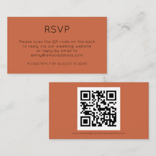 Minimalistischer QR Code Terracotta Wedding RSVP Begleitkarte