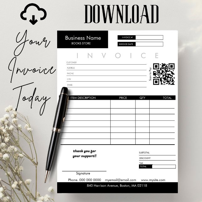 Minimalistischer Rechnungsabsatz für kleine Untern Karte (invoice sales receipt small business modern minimalist client invoice logo service invoice, digital)