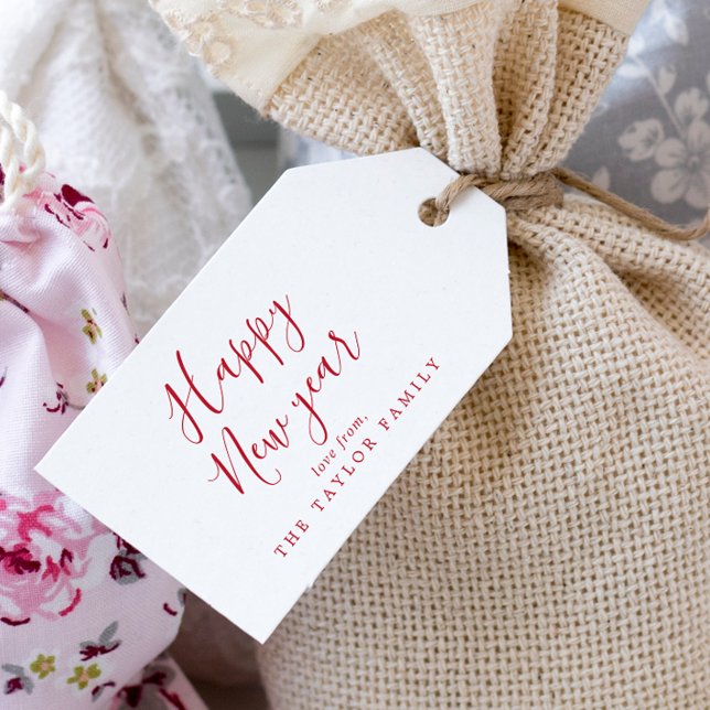 Minimalistischer Red Happy Neujahrsfest Geschenkanhänger (Von Creator hochgeladen)