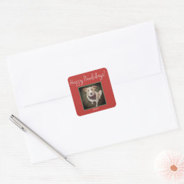 Minimalistischer Red Happy Pawlidays Pet Holiday Quadratischer Aufkleber