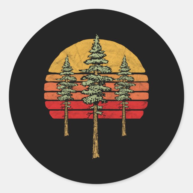 Minimalistischer Redwoods Tree Runder Aufkleber (Vorderseite)