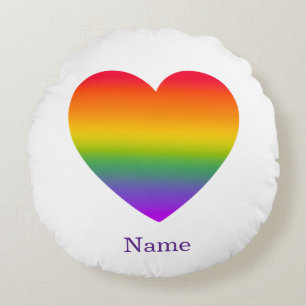 Minimalistischer Regenbogen-Linien-Herz - Süße far Rundes Kissen